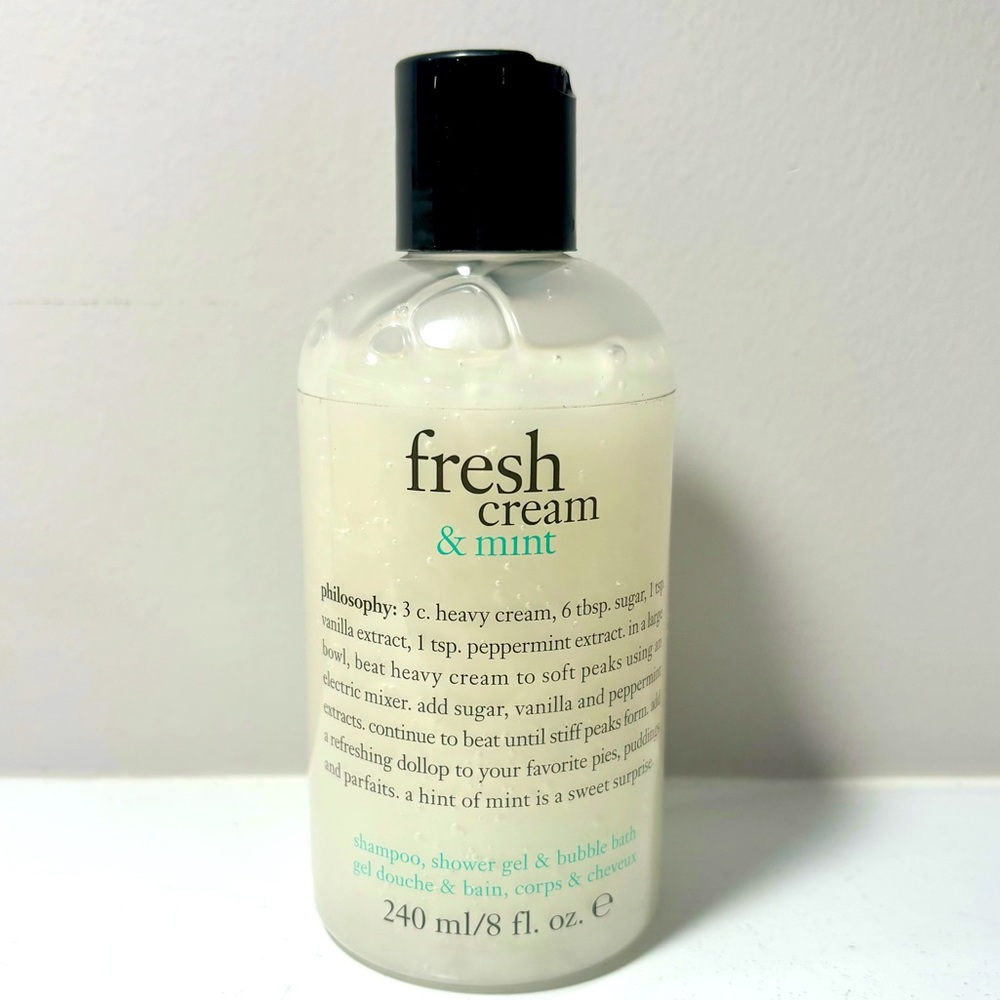 Philosophy Fresh Cream & Mint 3 IN 1 Shampoo•Bubble Bath•Shower Gel 8 fl oz